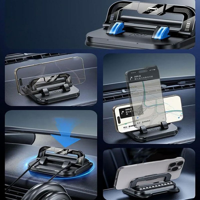 2 in 1 Car Phone Holder and Parking Number Plate, Dashboard Mount with Strong Suction Cup & Adjustable Clip, 360° Rotation Phone Stand for All Phones and Cars - Image 2